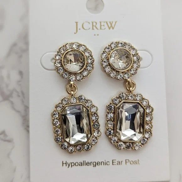 J.Crew Factory Crystal Drop Earrings - Picture 1 of 5